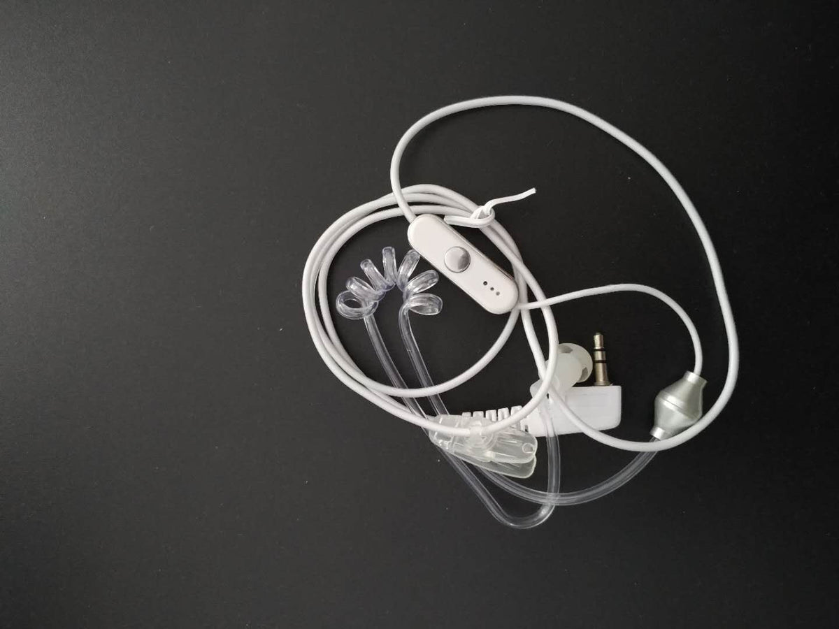 BF-TECH CA K1 2-Pin Covert Acoustic Tube Surveillance Earpiece Headset with Inline PTT Mic