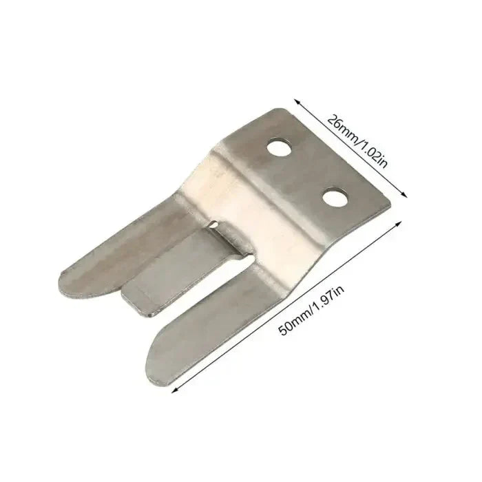 Metal three-pronged bracket with mounting holes.