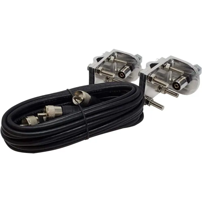 3 Foot Co-Phase Twin Dual CB Radio Antennas - Full Kit