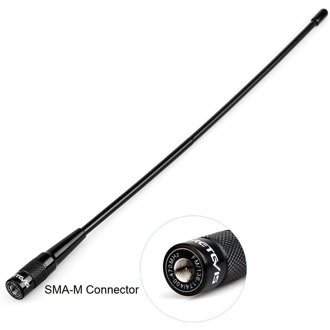 Handheld Amateur Radio Antenna 14.8" Dual Band Whip (SMA-Male)