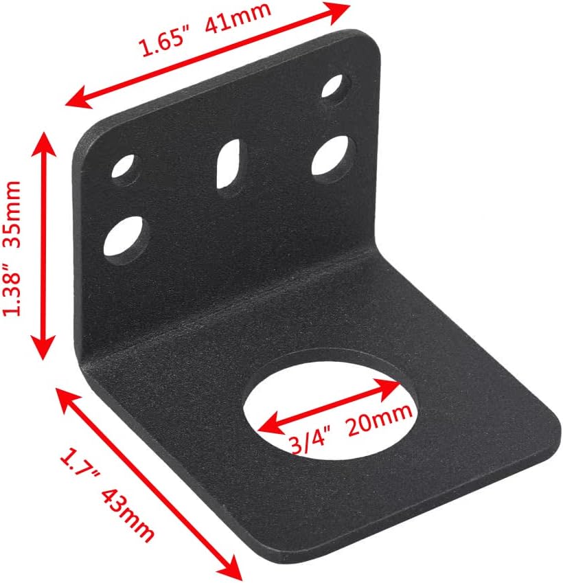 Heavy-Duty 3/4" Hole Steel Right-Angle L-Bracket Antenna Mount - Black