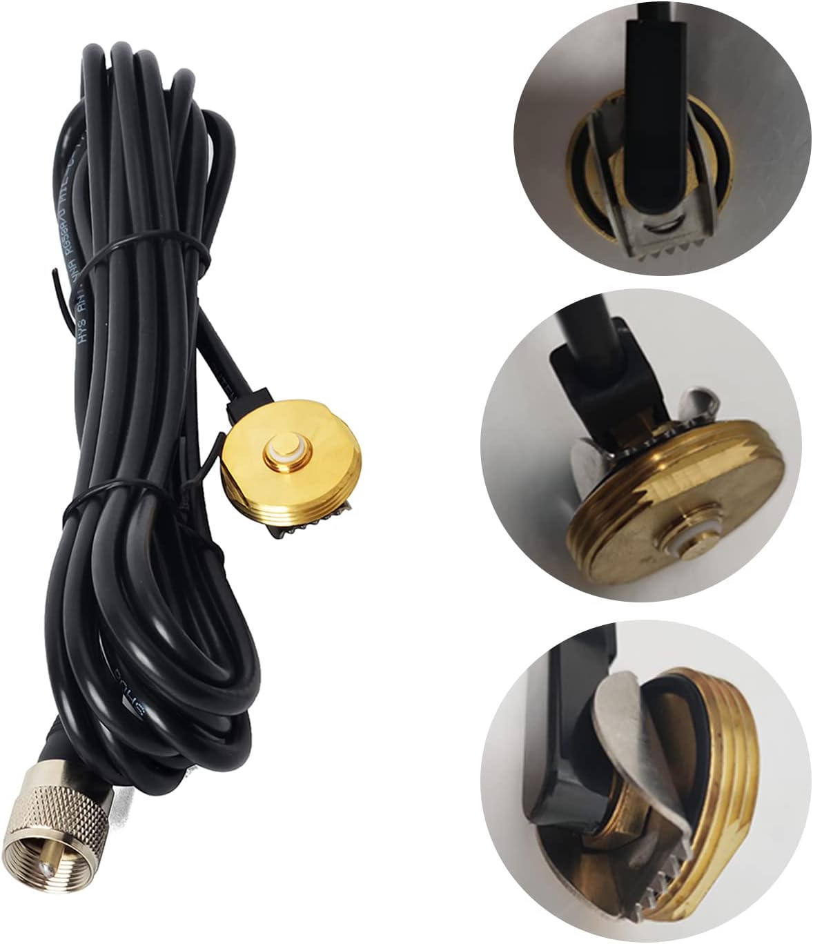 3/8" to 3/4" Hole NMO Cable Mount Assembly with 13ft RG-58 Coax & PL-259 Connector