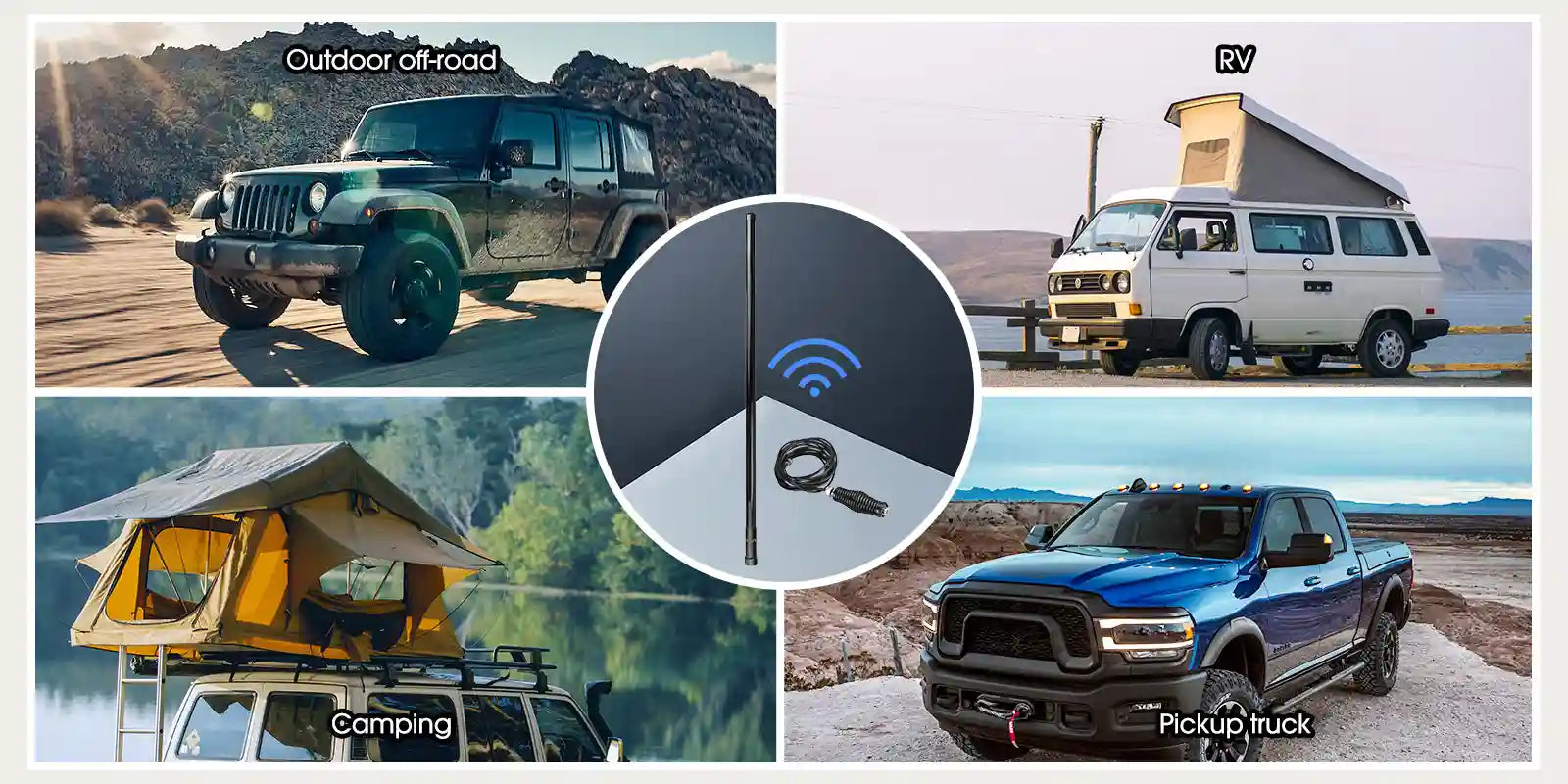 Retevis MR400 mobile radio antenna with cable, featuring dual band VHF/UHF functionality.