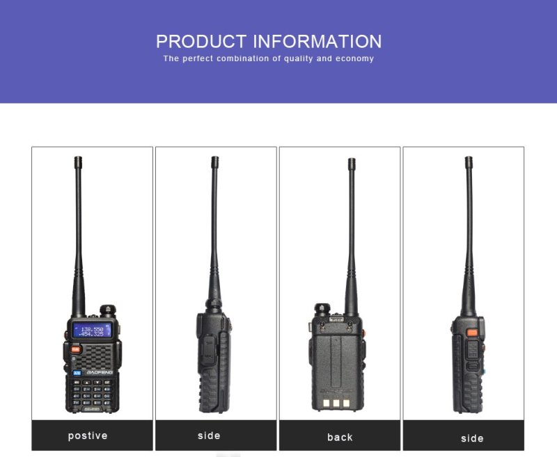 Baofeng BF-F8+ dual band ham radio with display and keypad from multiple angles