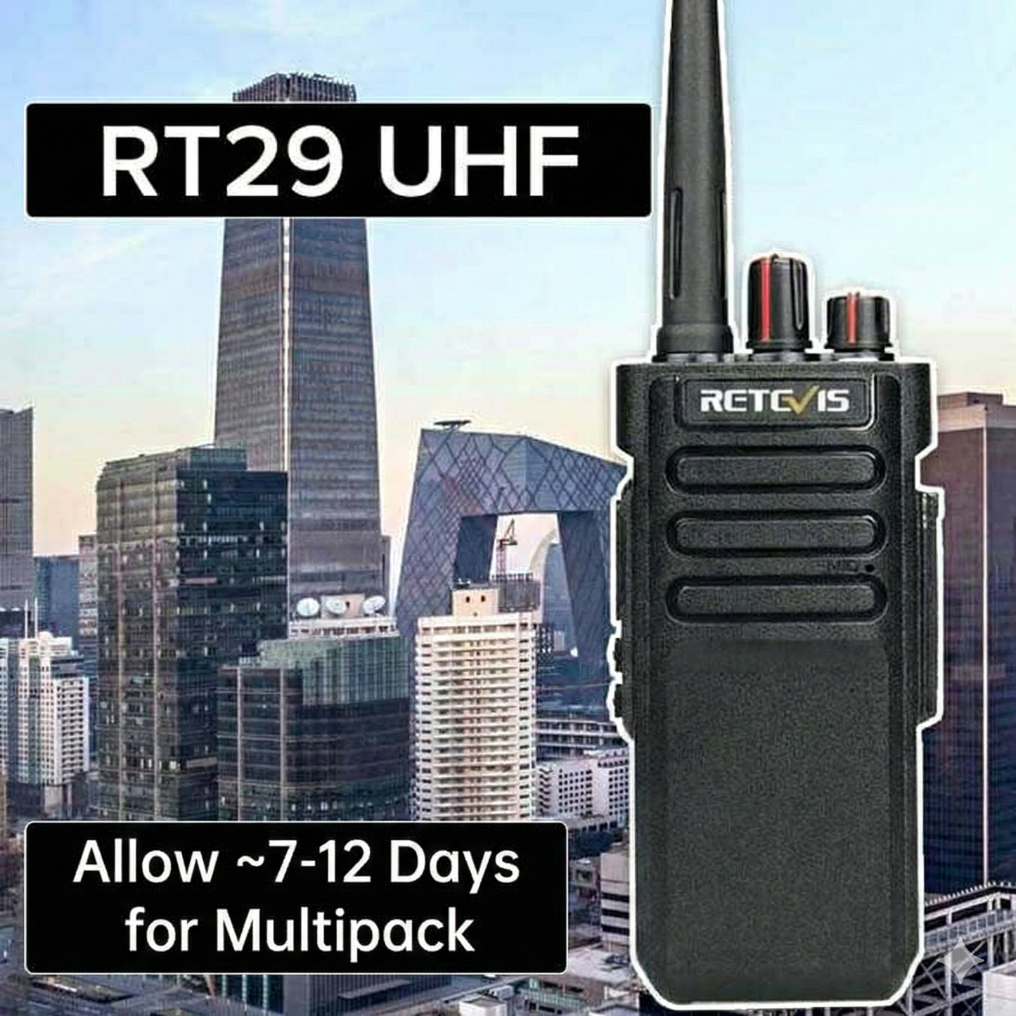 Retevis RT29 Heavy-Duty 10W UHF Two-Way Radio - IP67 Waterproof