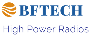 BFTECH logo with High Power Radios slogan on heavy duty Platinum Series speaker mic