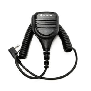 Black heavy duty platinum series speaker mic with coiled cord and dual-pin connector