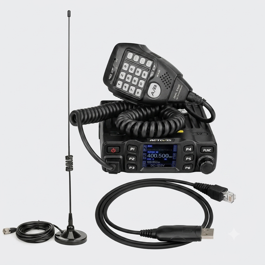 Retevis RT95 Dual-Band Mobile Ham Radio Complete Bundle w/ MR100 Antenna & USB Cable