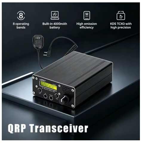 uSDR uSDX+ Plus V2 8-Band HF QRP SDR Transceiver (4000mAh Battery Included)