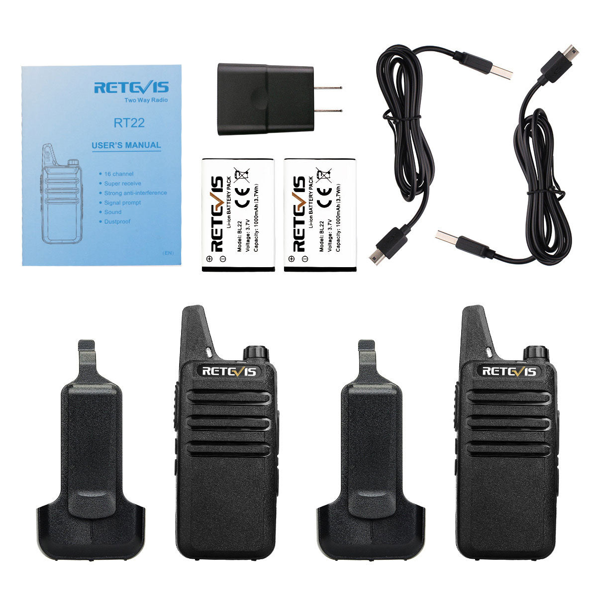 Retevis RT22 Mini Compact FRS Business Radio (2 Pack)