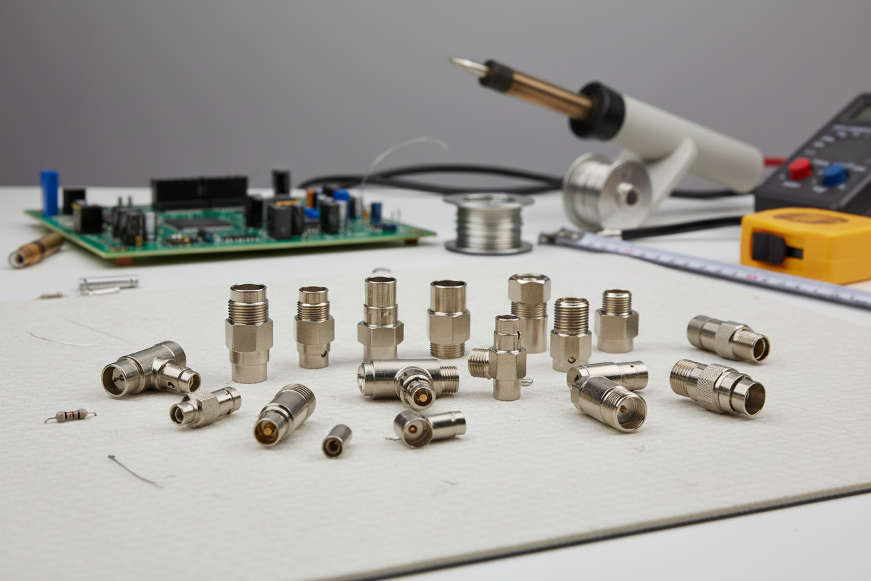 antenna adapters on a workbench