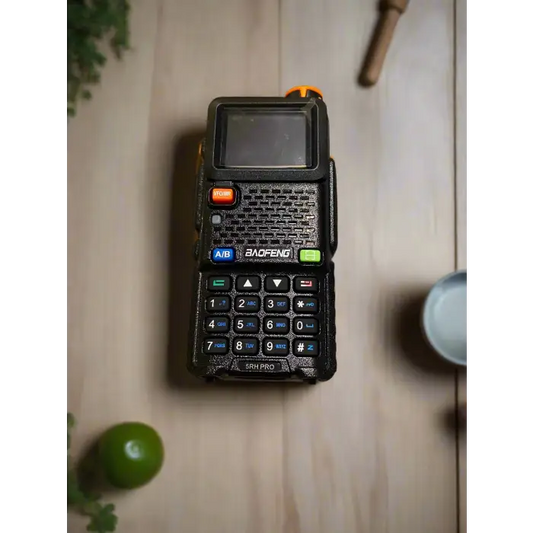 Black Baofeng two-way radio.