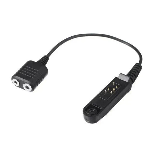 Black audio adapter cable.
