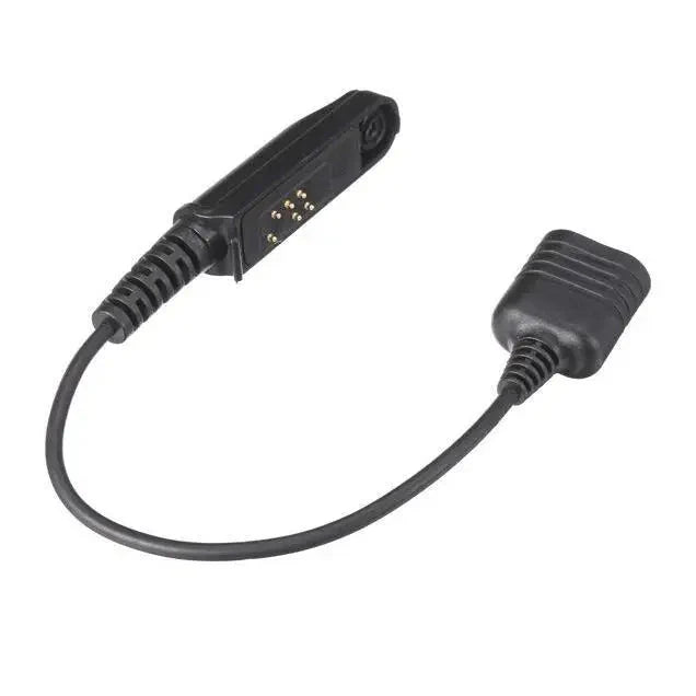 Black two-way radio programming cable.