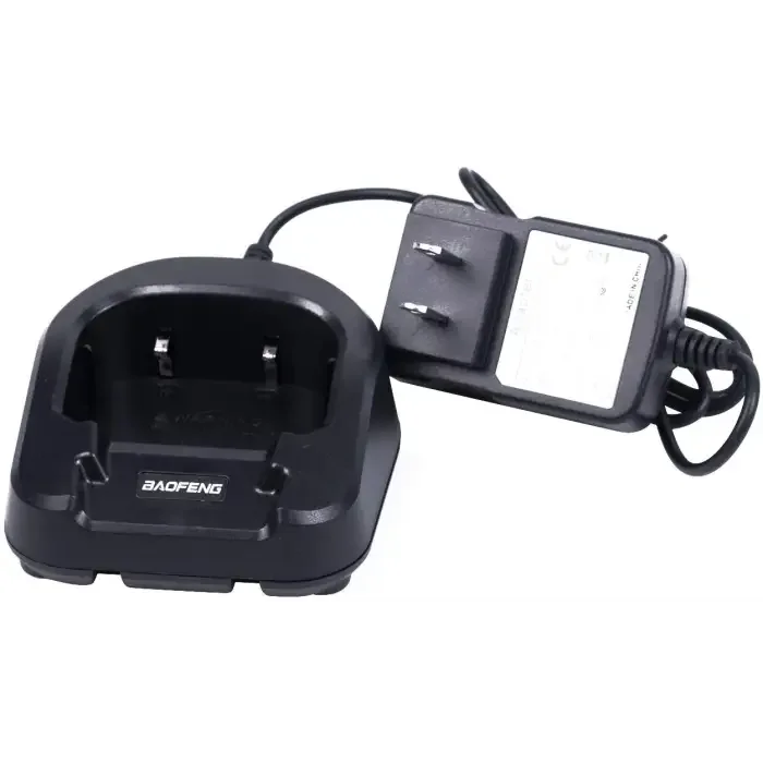 Black Baofeng radio charger.