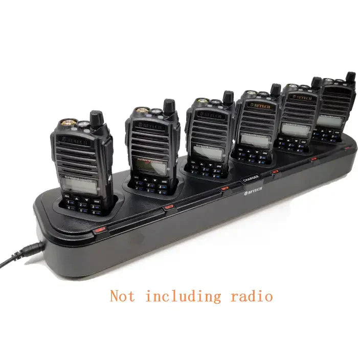 Multi-unit two-way radio charger with six slots