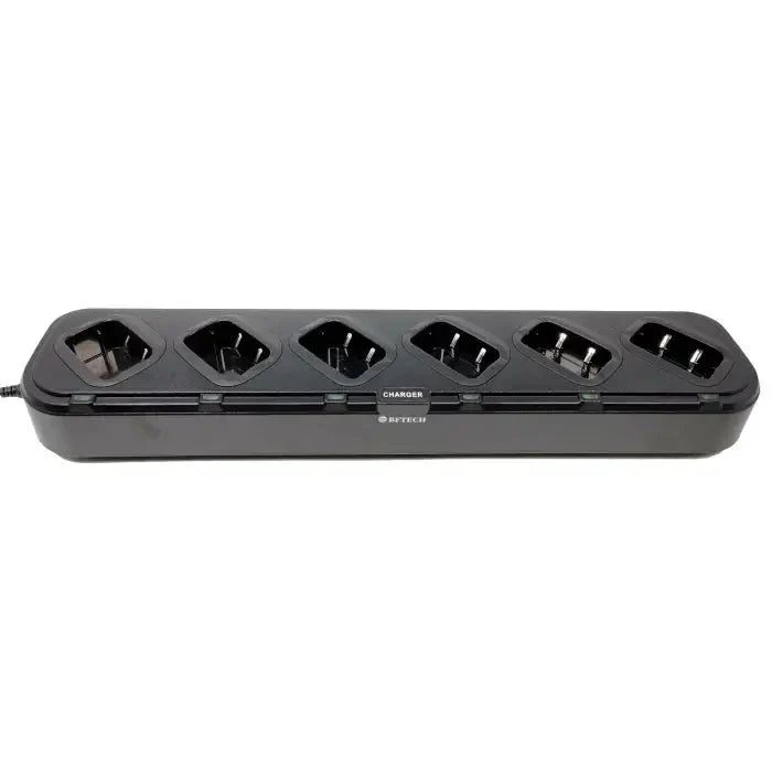 Six-slot multi-unit charger for two-way radios