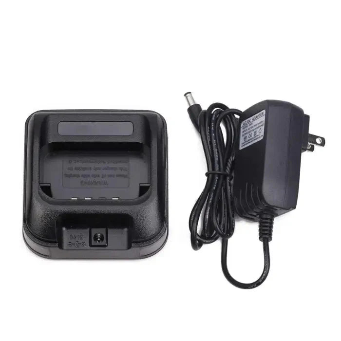 Two-way radio charging cradle with power adapter.
