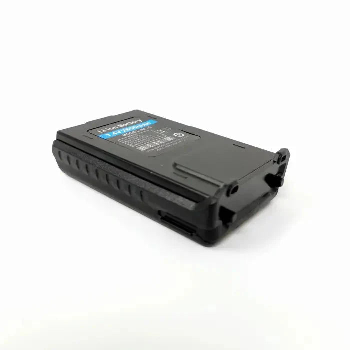 Black rectangular Li-ion battery with a label indicating 7.4V and 3600mAh capacity.
