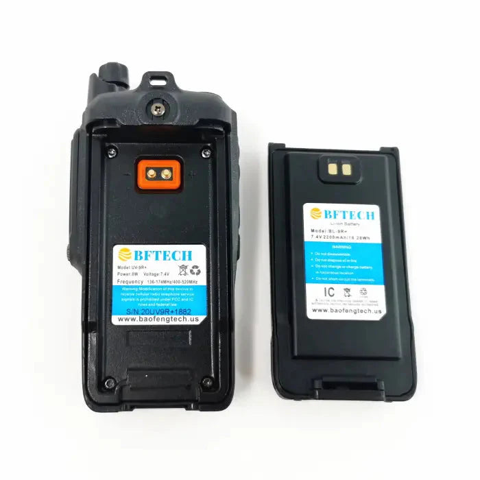 Two-way radio and battery pack.