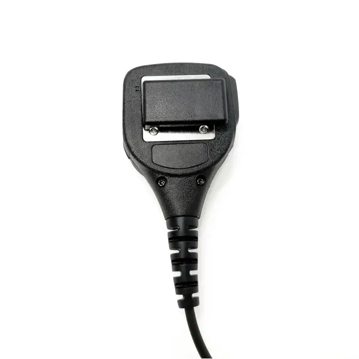 Black handheld speaker microphone for two-way radios