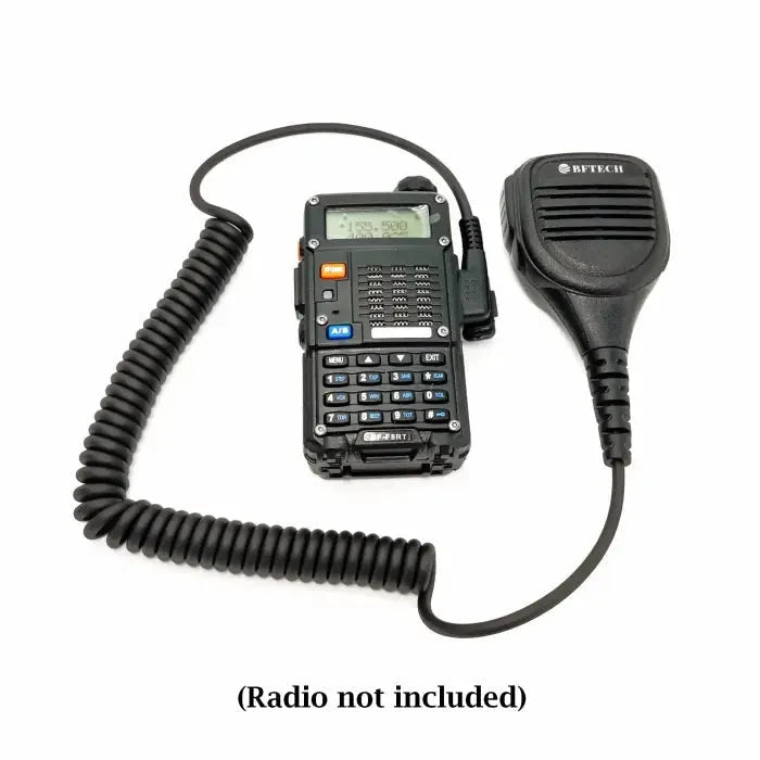 A two-way radio with an attached speaker microphone.