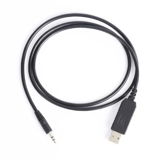 Black audio cable with a 3.5mm jack on one end and a USB-A connector on the other.