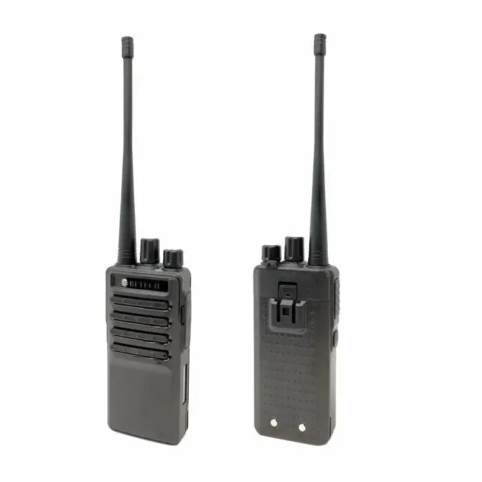 Two-way radio walkie-talkies with antennas.