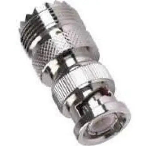 Shiny metal BNC connector.
