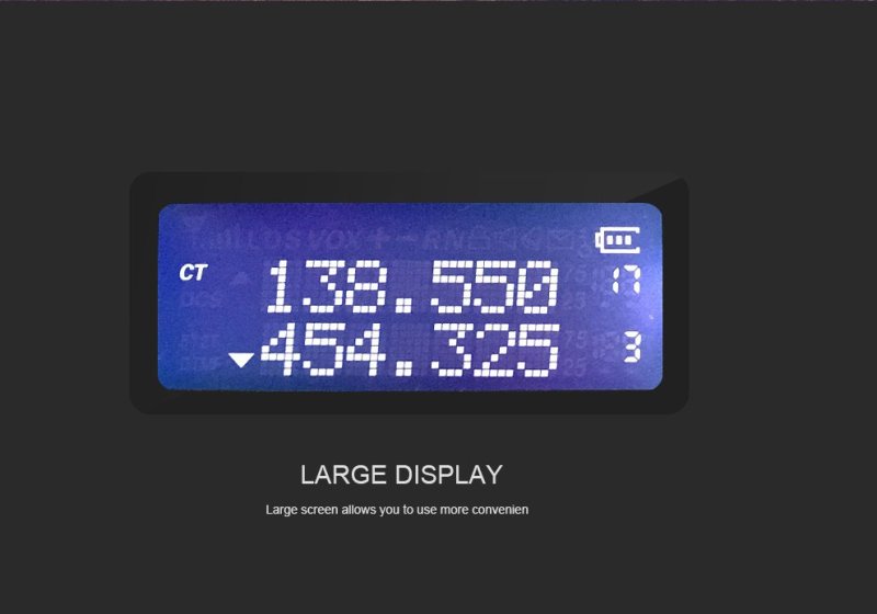 Digital display on Baofeng BF-F8+ ham radio showing numerical values and battery indicator