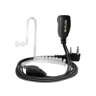 Retevis 2-Pin Covert Acoustic Tube Earpiece with PTT Mic (Secret Service Style)
