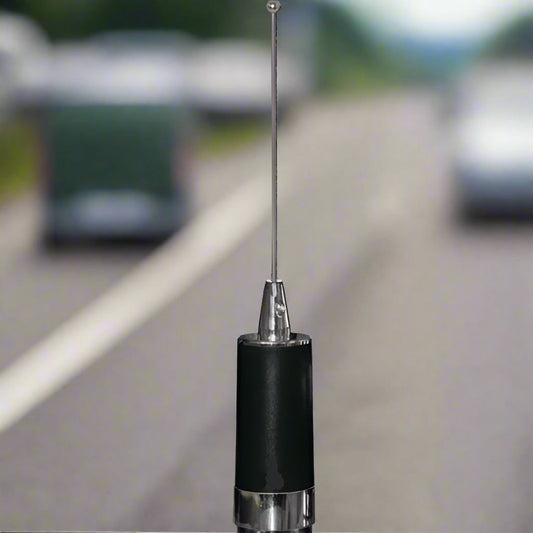 Black and silver car antenna.