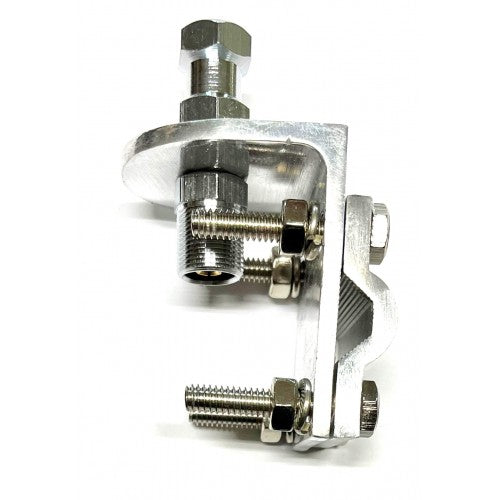 Silver metal mounting bracket.