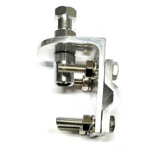 Silver metal mounting bracket.
