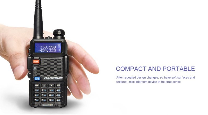 Black Baofeng BF-F8+ dual band ham radio with digital display for amateur radio use