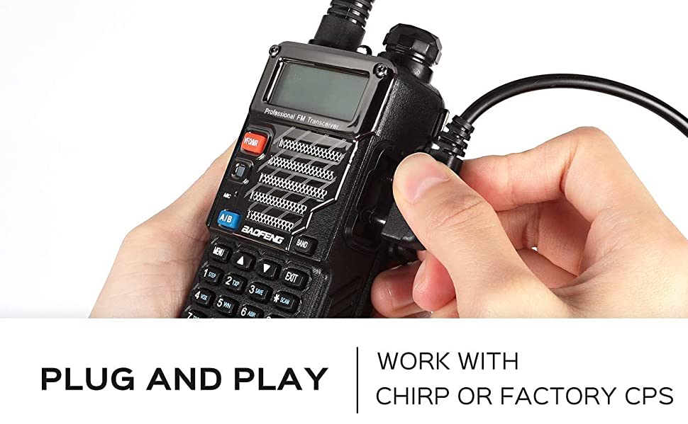 Handheld two-way radio with BF-TECH CA FTDI PC01 USB programming cable connection