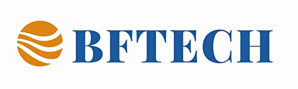 Corporate logo with orange circle emblem and blue serif text for BF-TECH BF-V8S walkie talkie