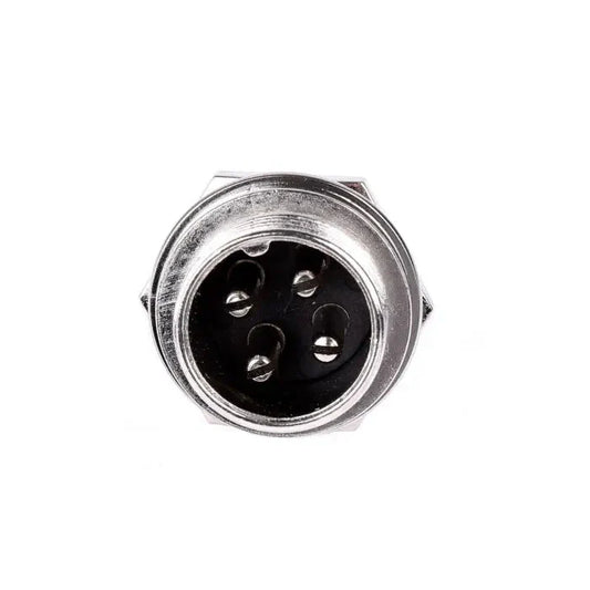 Silver metal electrical connector.
