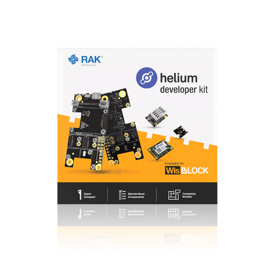 A development kit containing circuit boards and modules for Helium network applications.