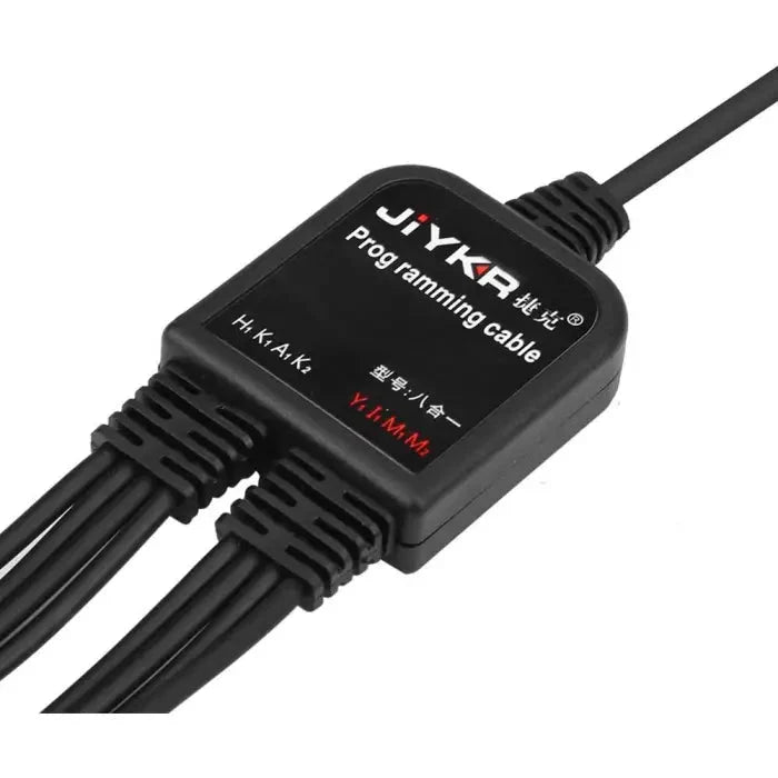 Black programming cable with two output ends.