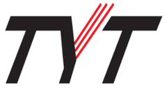 Black and red TVT logo on TYT TH-UV88 dual band ham radio, 144-148MHz and 430-450MHz