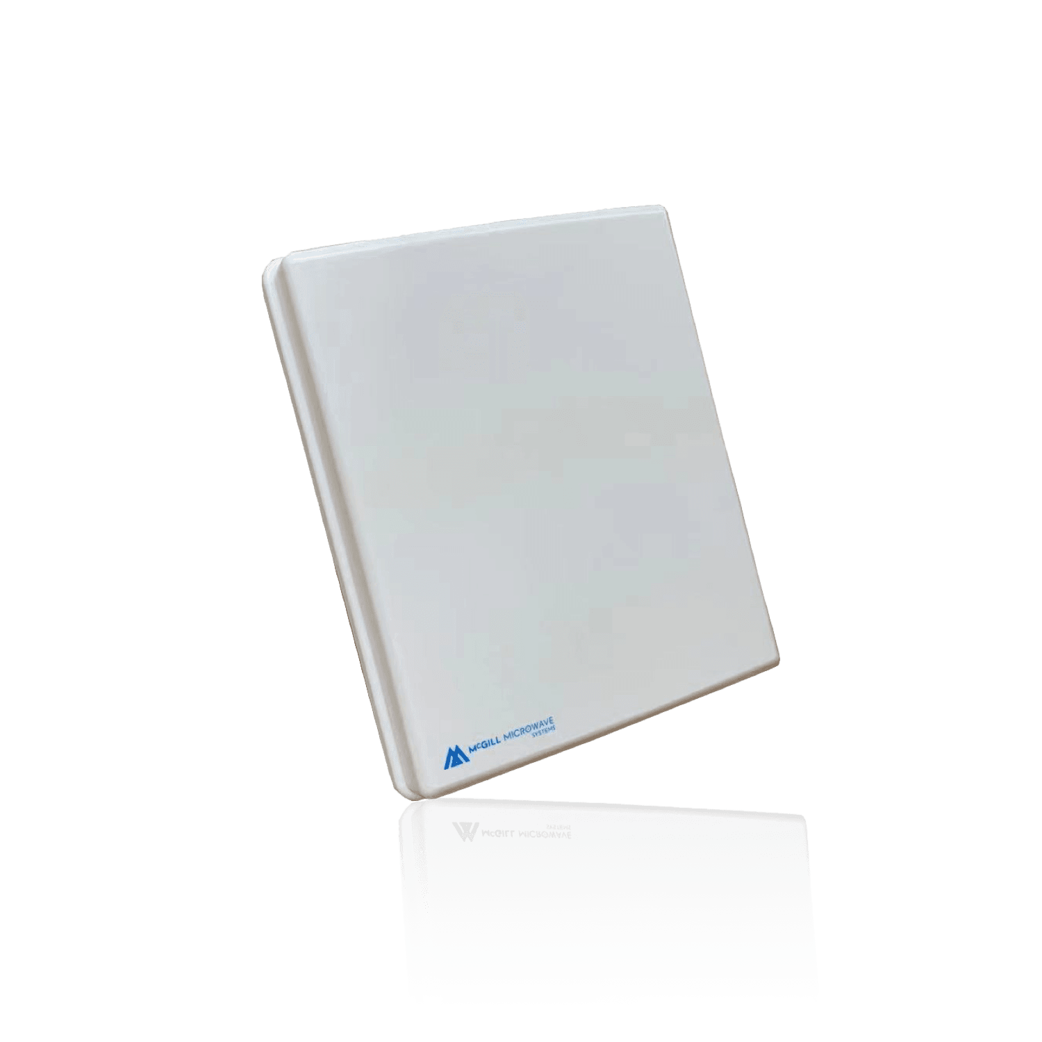 White rectangular panel antenna with a reflection