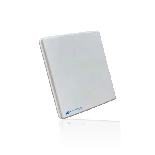 White rectangular panel antenna with a reflection