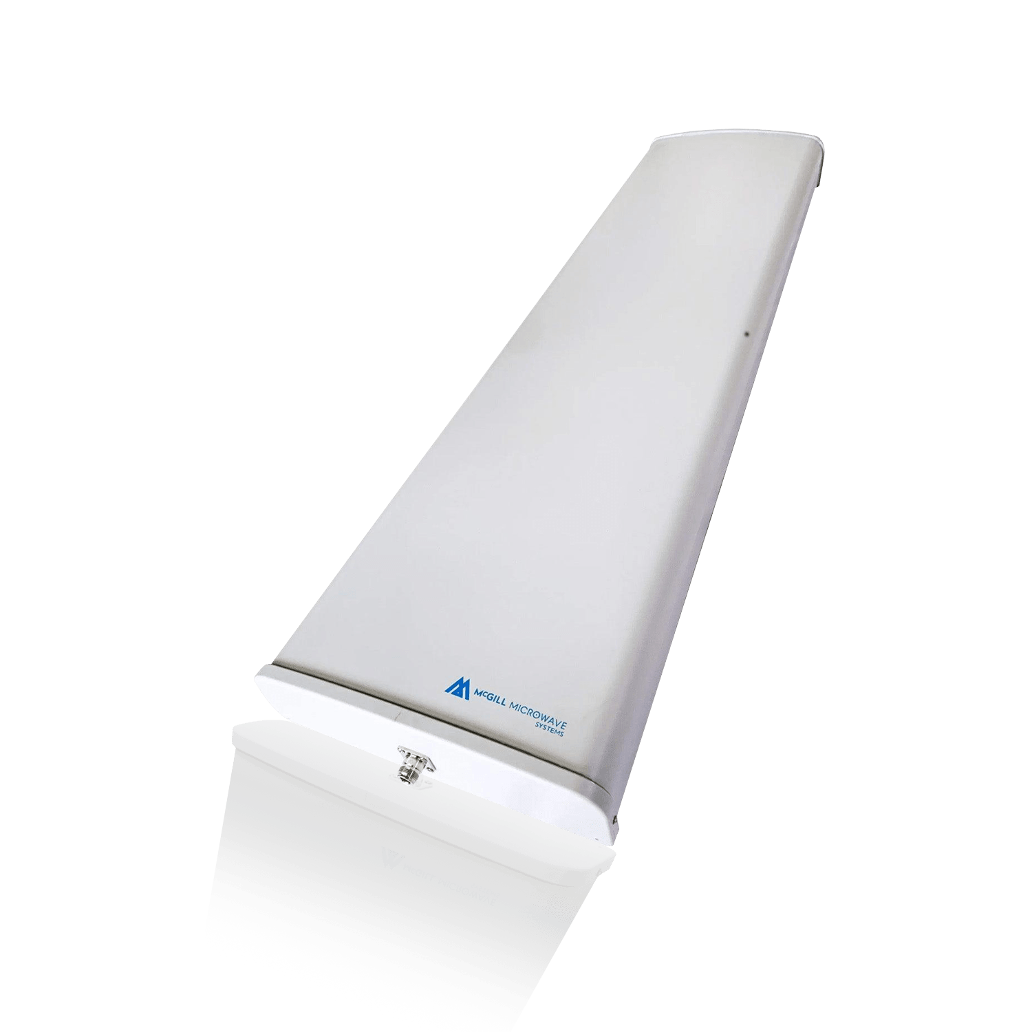 White rectangular antenna with mounting hardware.