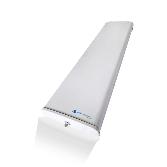 White rectangular antenna with mounting hardware.