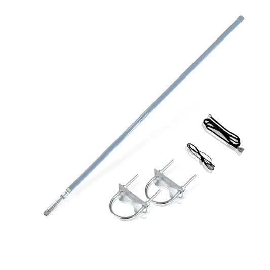 A light blue, flexible LED strip light with mounting clips and power cords.