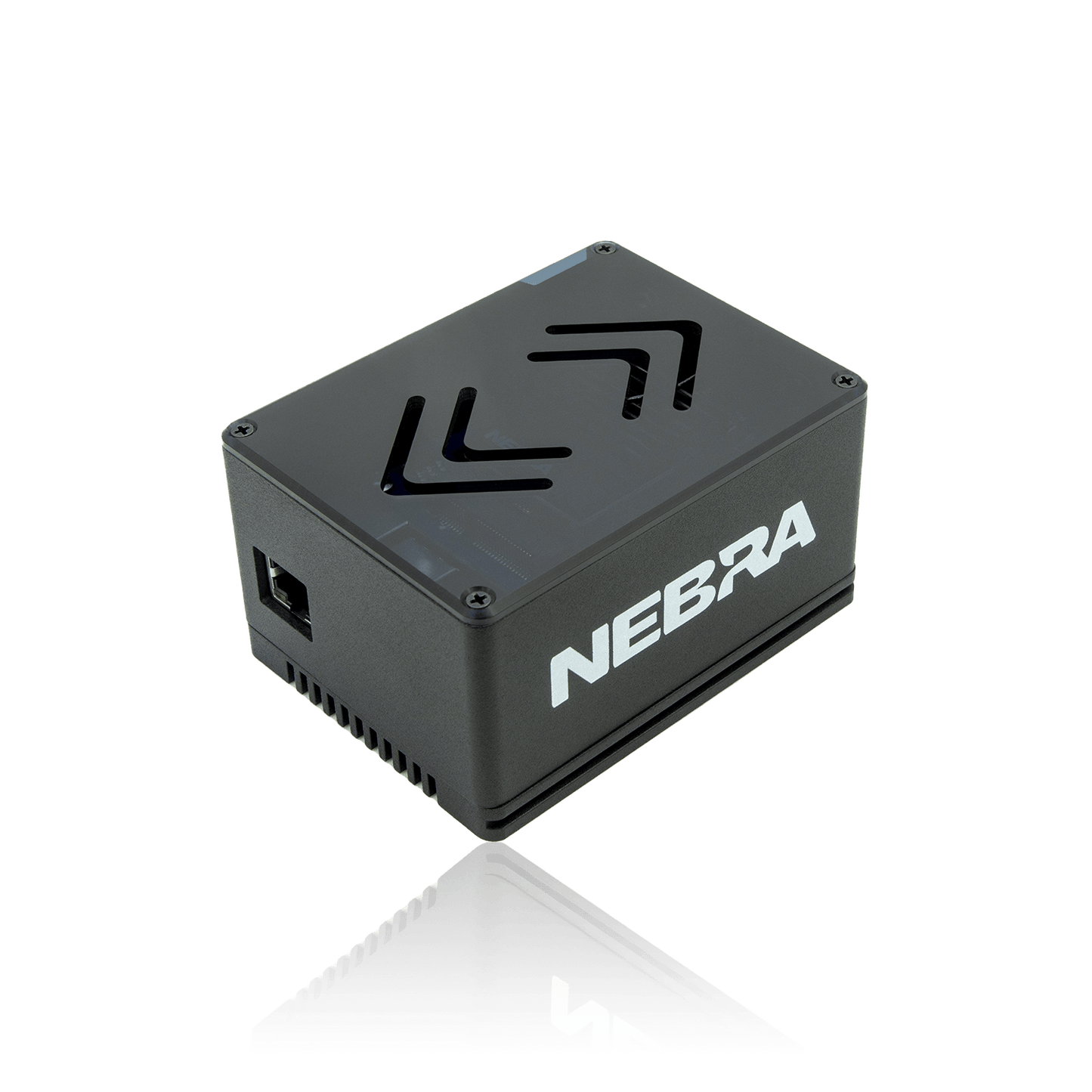 Black rectangular electronic device with vents.