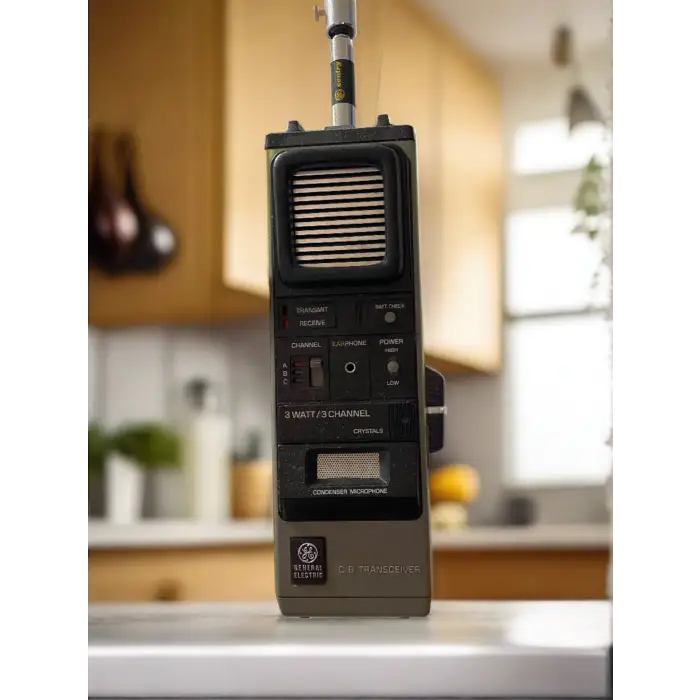 Vintage black and gray walkie-talkie.