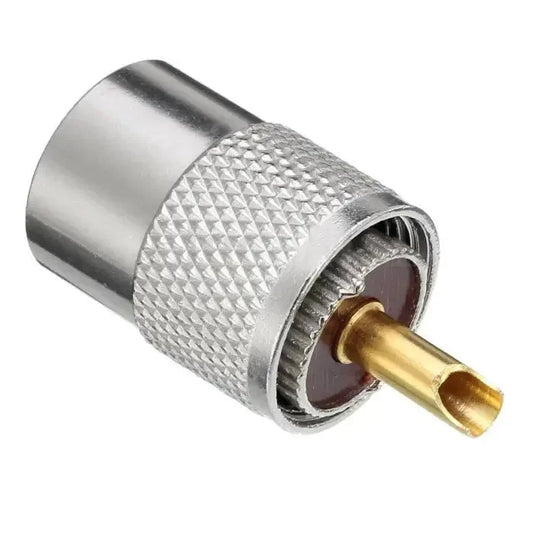 Silver and gold coaxial cable connector.