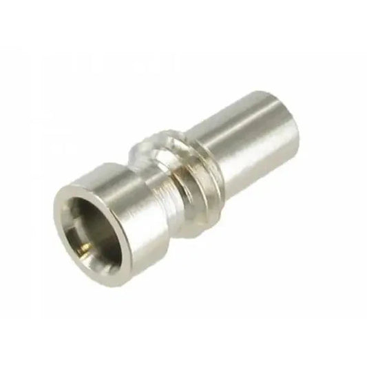 Shiny metal pipe fitting.